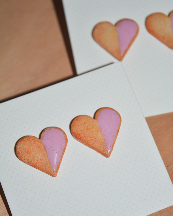 Σκουλαρίκια ''Μπισκοτένιες καρδιές''