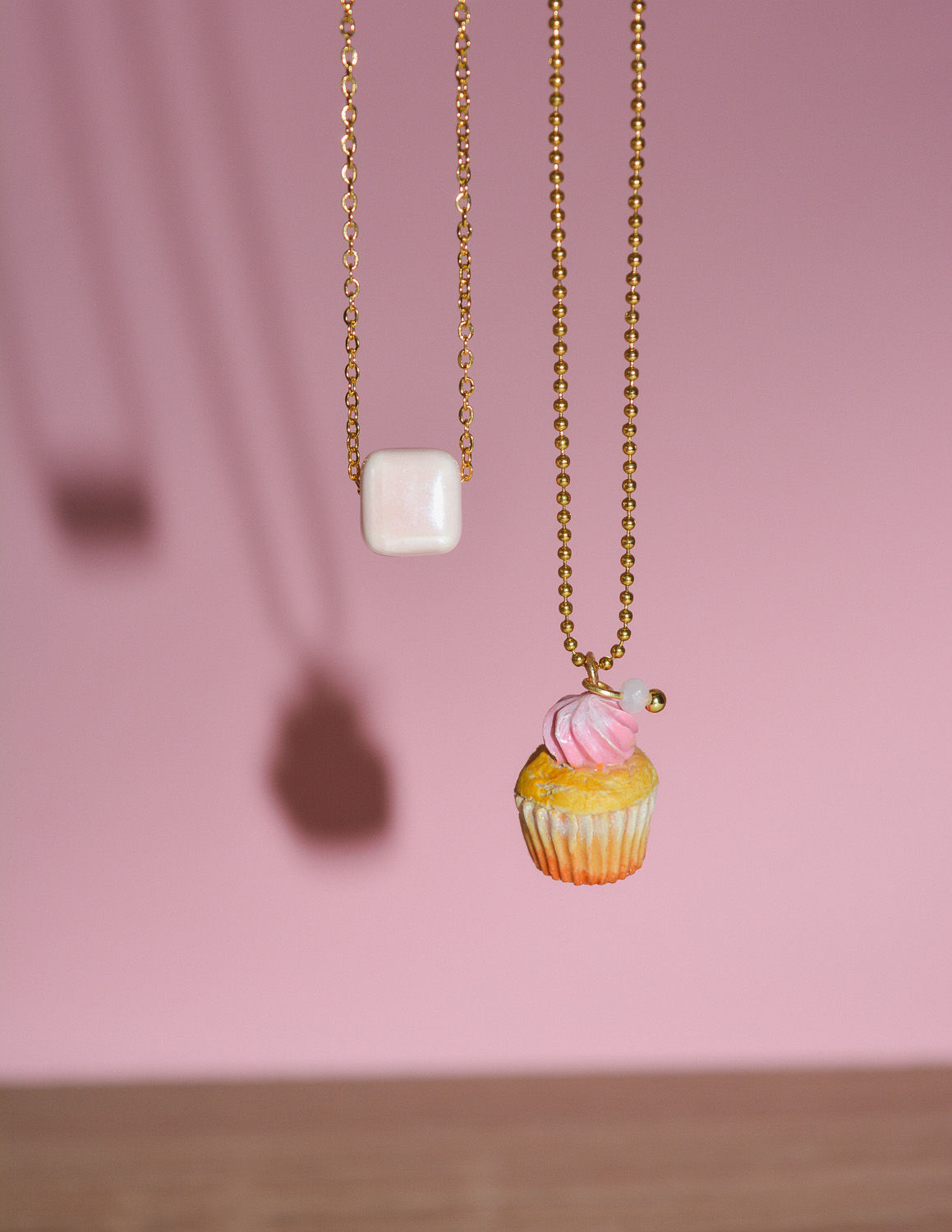 Σετ κολιέ ''Cupcake-ροζ κυβάκι''