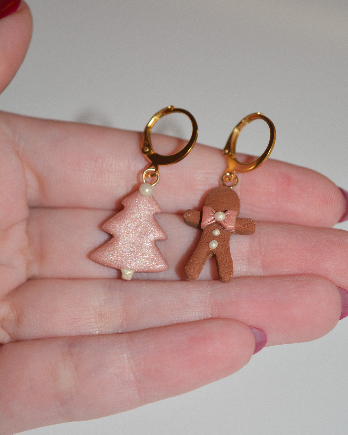 Σκουλαρίκια ''Rose gold Gingerbread man- Xmas tree'' - Image 5