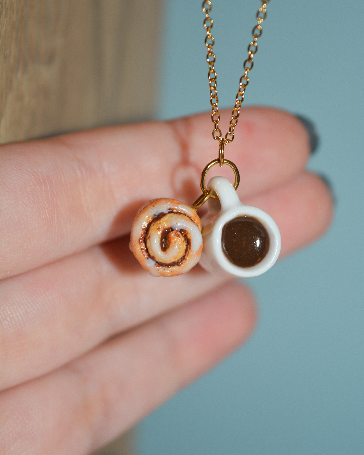 Κολιέ ''Cinnamon roll and Coffee'' - Image 4