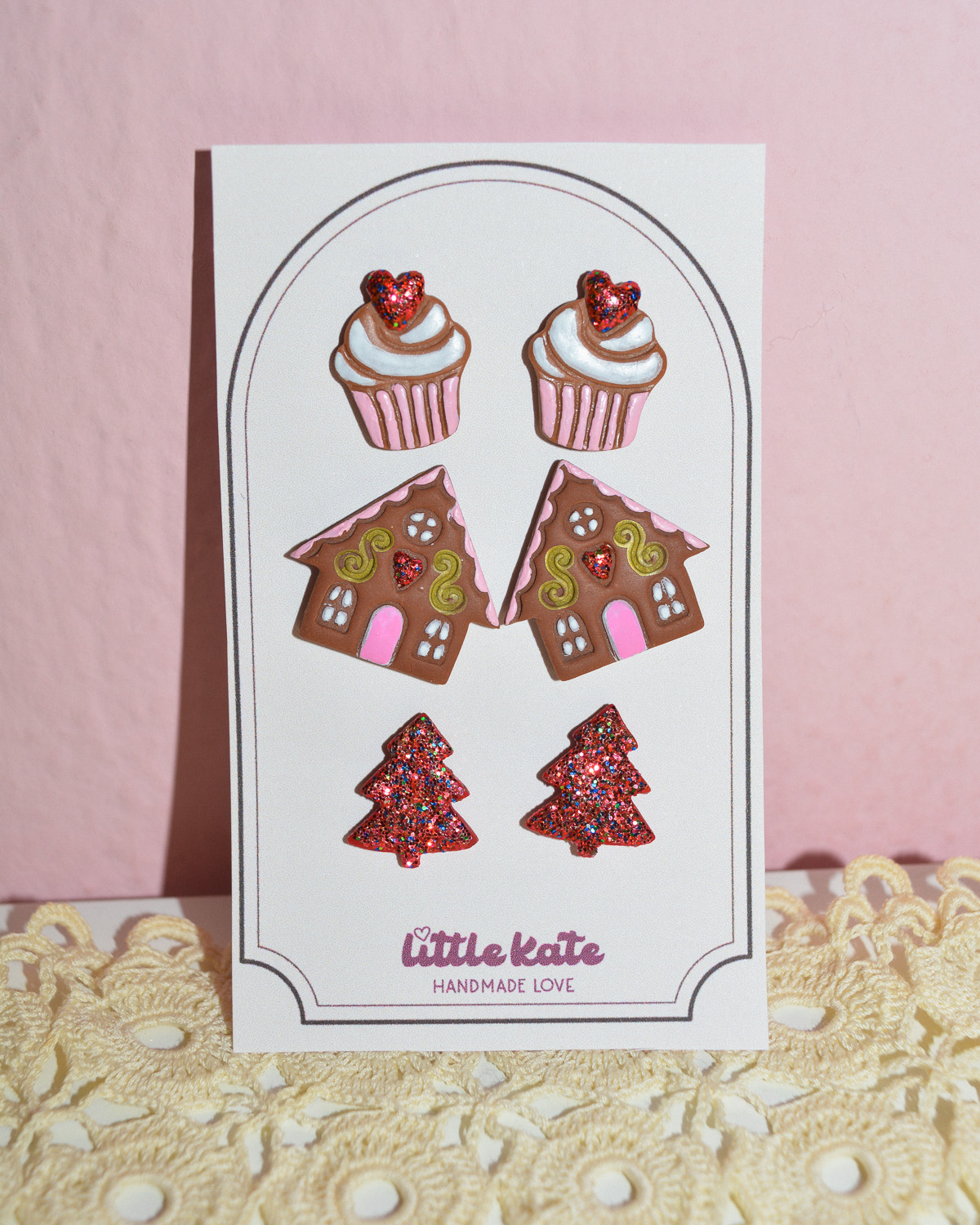 Σκουλαρίκια σετ ''Cupcake Σπιτάκια Δεντράκια''' - Image 2