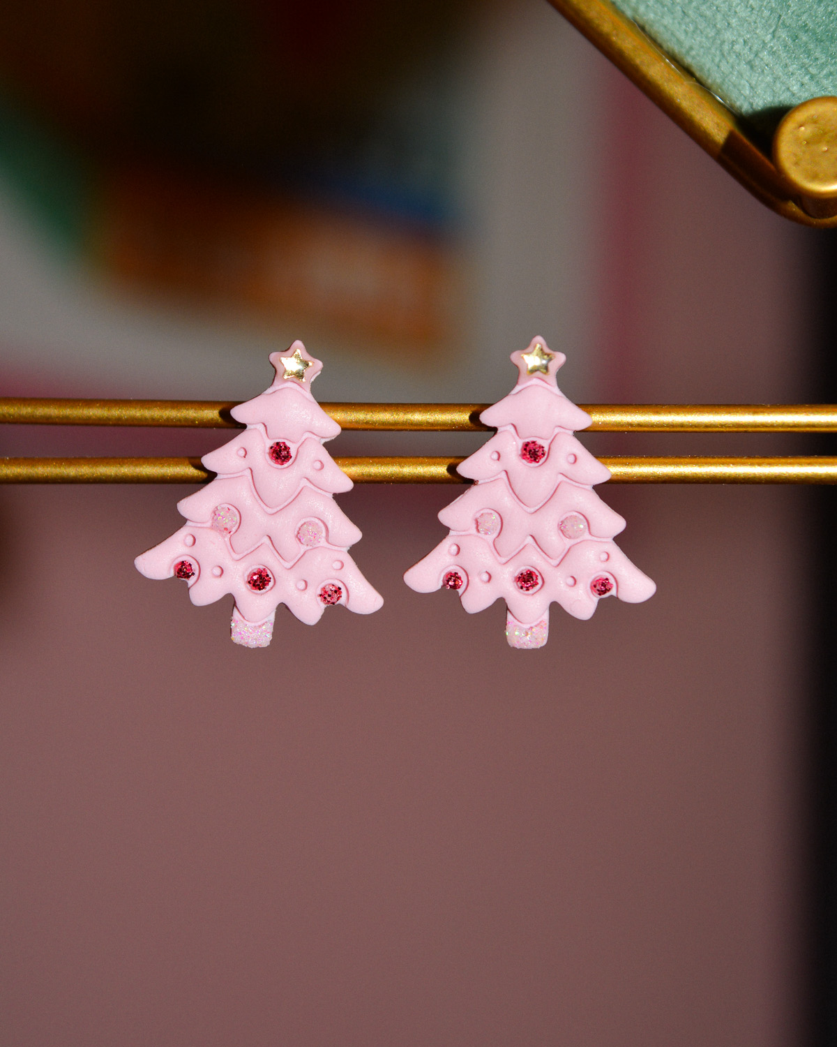Σκουλαρίκια ''Pink Sparkly Xmas Tree' - Image 3