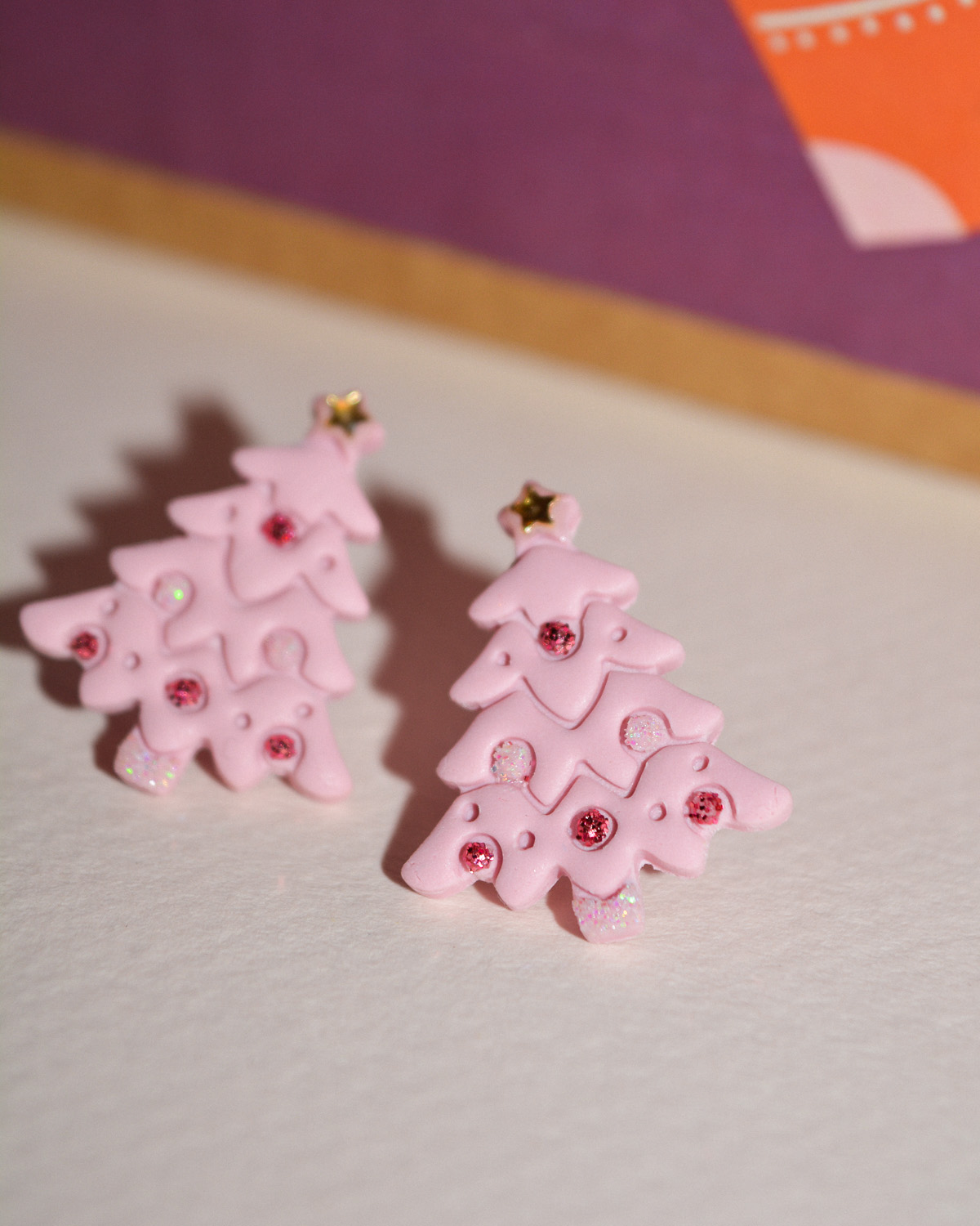 Σκουλαρίκια ''Pink Sparkly Xmas Tree' - Image 4
