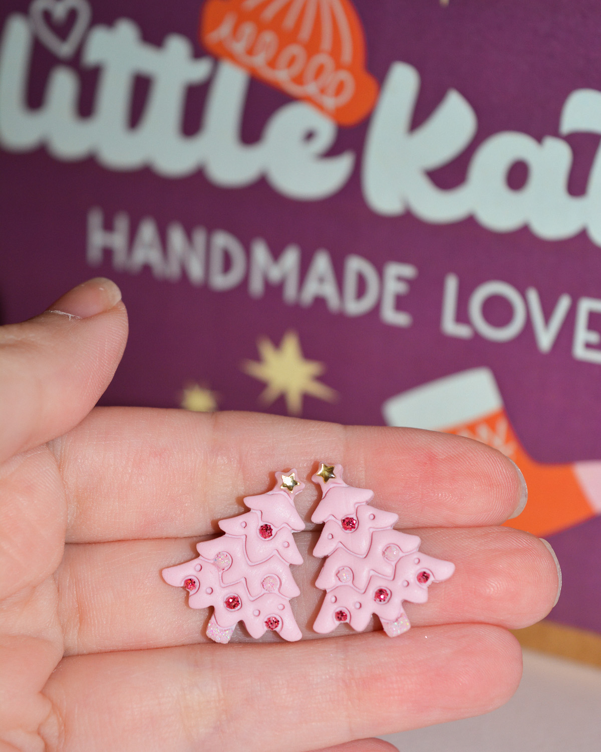 Σκουλαρίκια ''Pink Sparkly Xmas Tree' - Image 5
