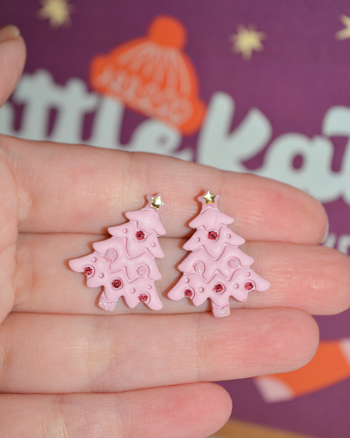 Σκουλαρίκια ''Pink Sparkly Xmas Tree' - Image 2
