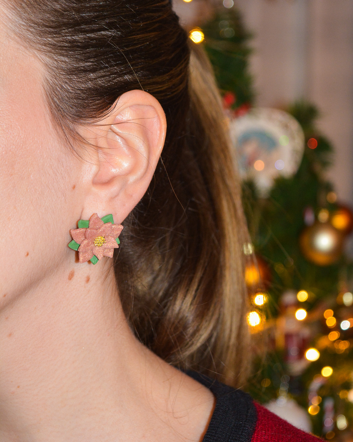 Σκουλαρίκια ''Rose Gold Poinsettia'' - Image 2
