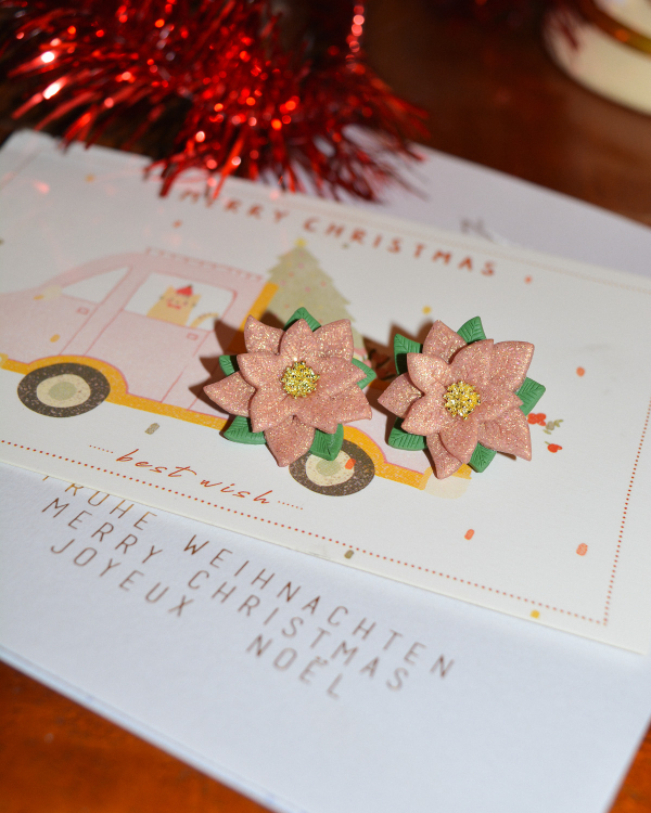 Σκουλαρίκια ''Rose Gold Poinsettia''