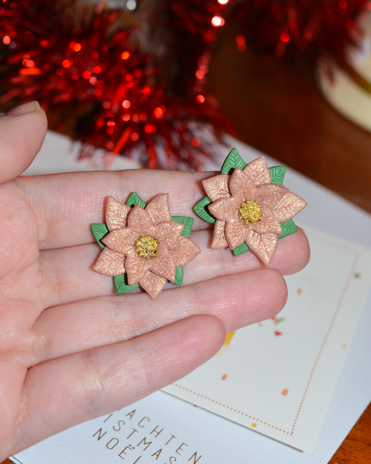 Σκουλαρίκια ''Rose Gold Poinsettia'' - Image 4