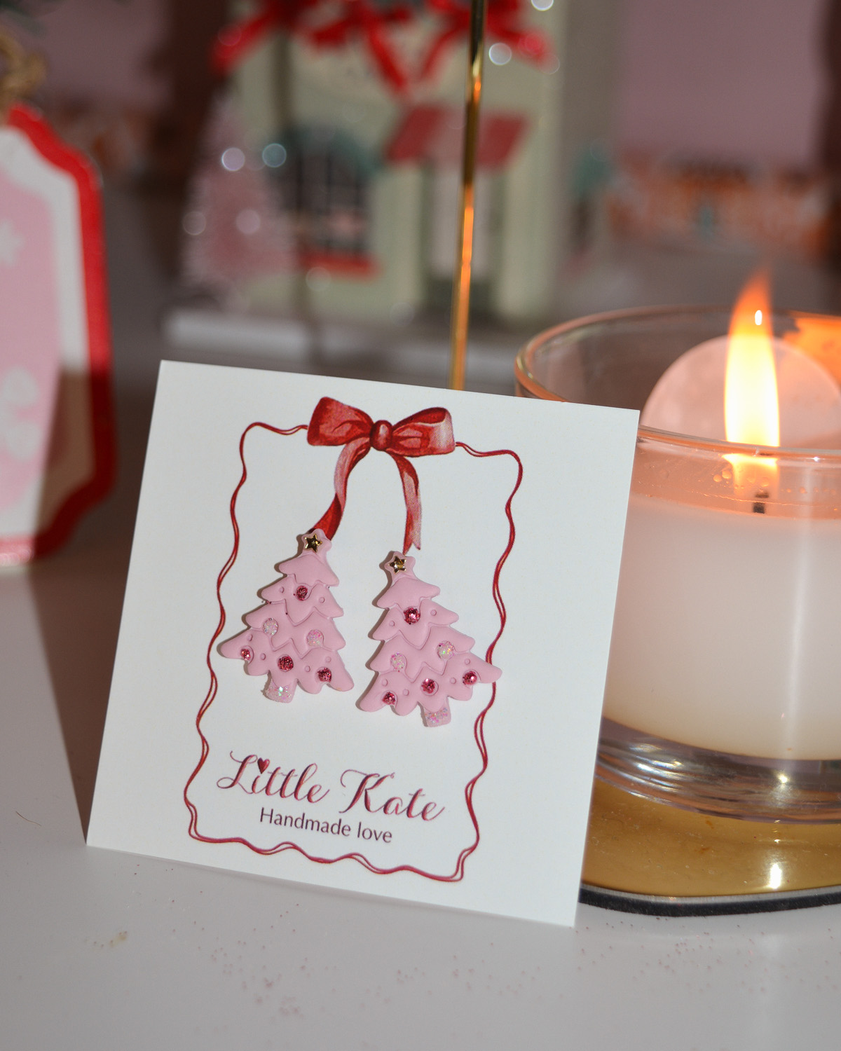 Σκουλαρίκια ''Pink Sparkly Xmas Tree'