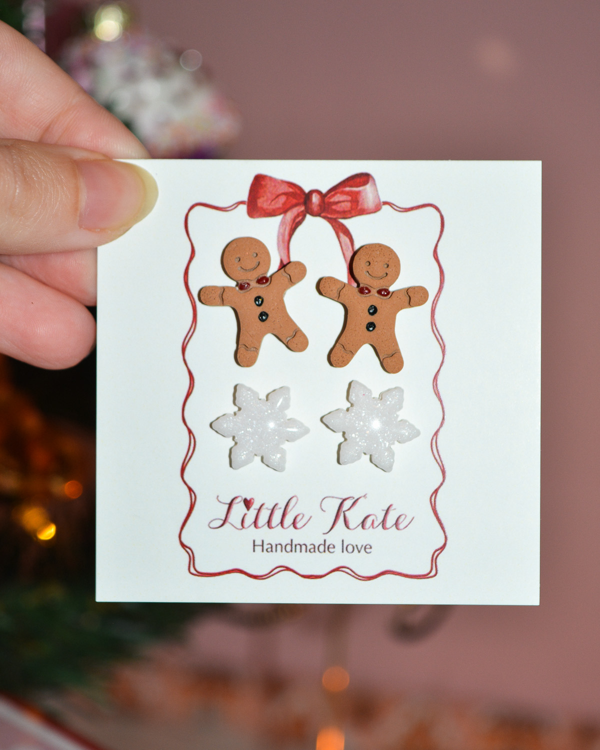 Σετ σκουλαρίκια ”Gingerbread & Snowflakes”